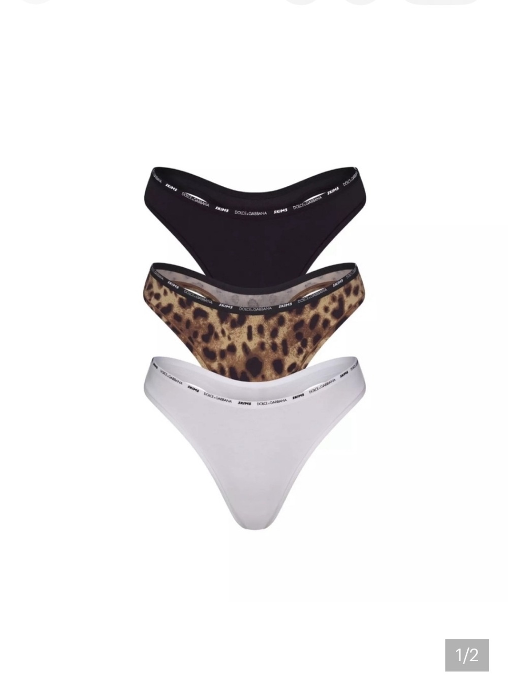 SKIMS X Dolce & Gabbana Cotton Jersey Dipped Thongs 3 Pack Small